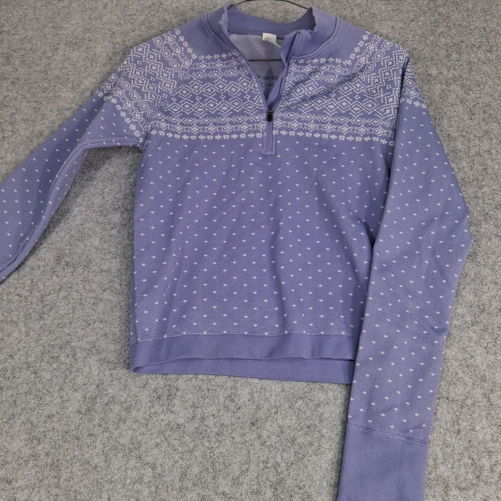 DSG Quarter Zip Pullover Womens Small Purple Nordic Fair Isle Activewear